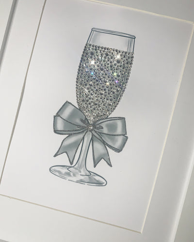 crystal and glitter champagne flute print