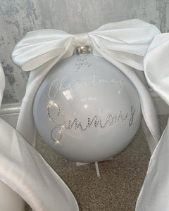 personalised 20cm Christmas bauble on stand