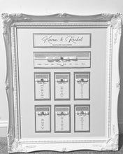 Load image into Gallery viewer, wedding seating plan silver and white sparkly with diamantes