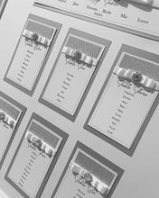 Load image into Gallery viewer, wedding seating plan silver and white sparkly with diamantes
